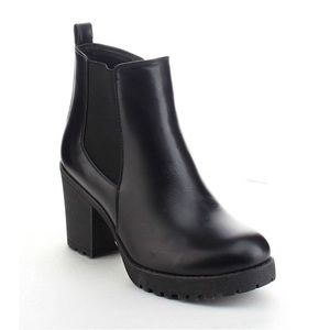 Black faux leather boots